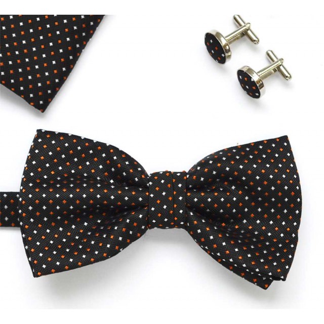 Set papion, batista si butoni negru DEBORA